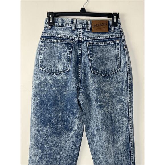 Unleaded Vintage Acid Wash Tapered Mom Jeans Size 7/8 High Rise 80s Denim Retro - Picture 4 of 13